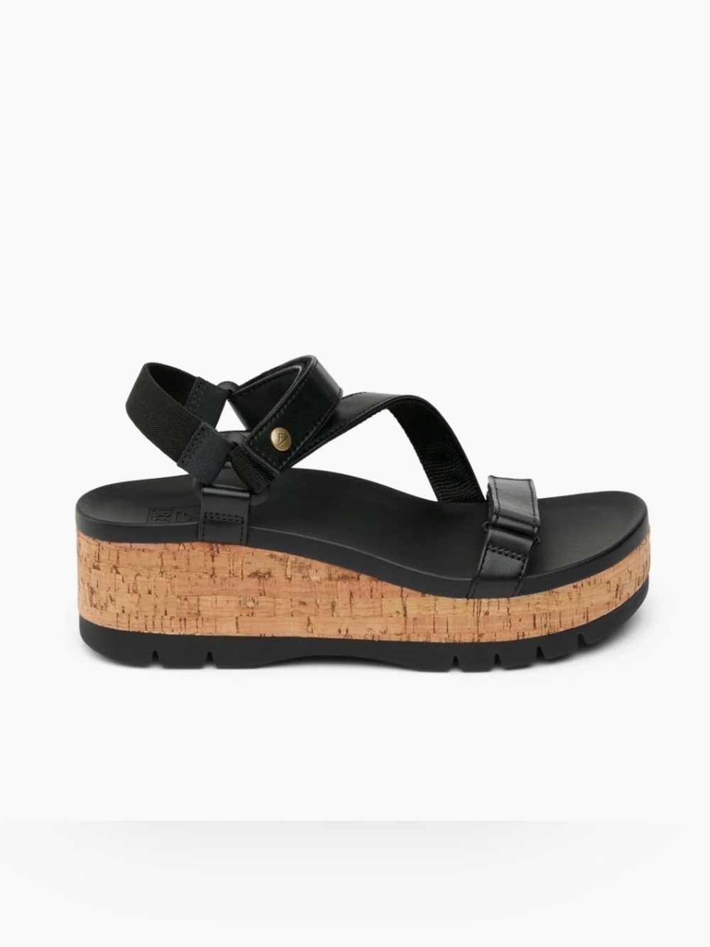 Reef | NWOT - Vista Higher Luna Sandals - Black/Cork - Size 7